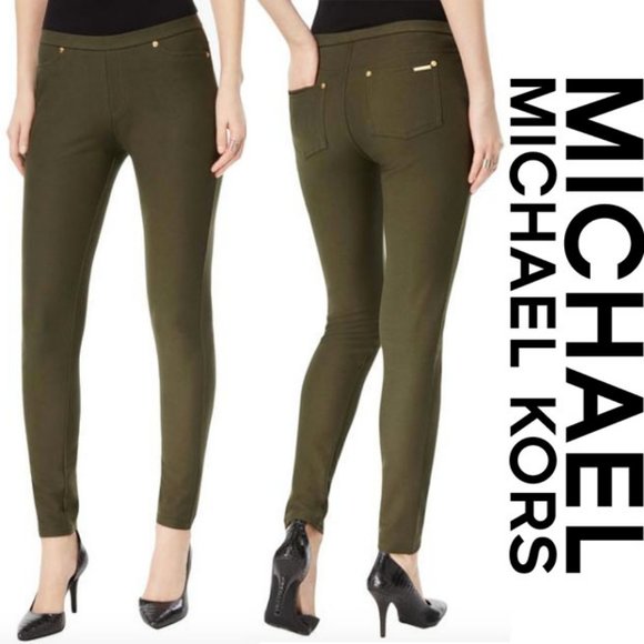 MICHAEL Michael Kors Pants - Army Green Jeggings, MICHAEL KORS Skinny Jeans / Leggings, Stretch, Ivy, Large